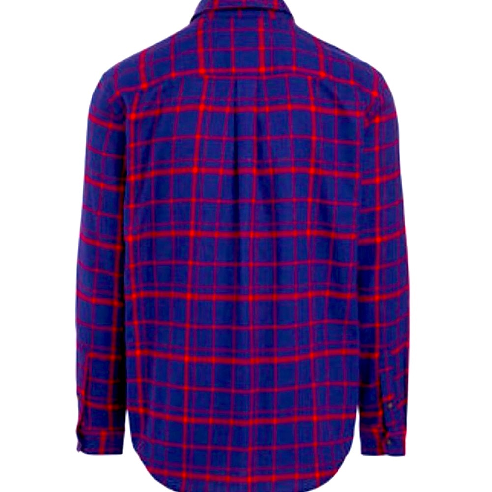 Mens’s CHAPS Flannel Shirt Navy and Red - Picture 6 of 9